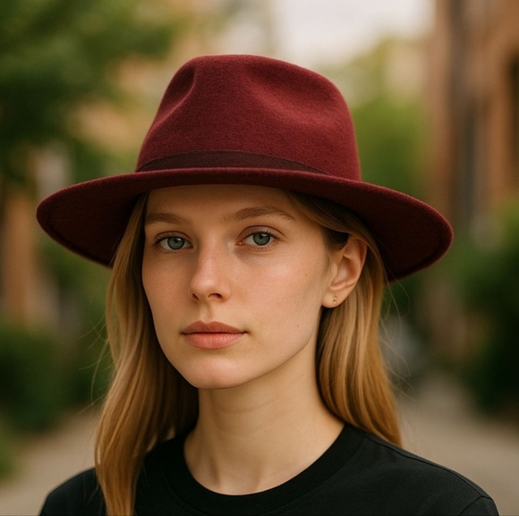 Marcus Adler- Polyester Wide Brim Burgandy Hat - Picture 1 of 7